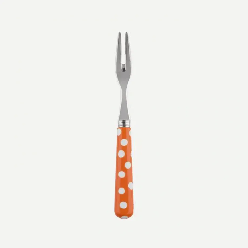 White Dots Orange Cocktail Fork 5.75"