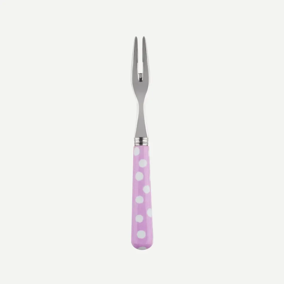 White Dots Pink Cocktail Fork 5.75"