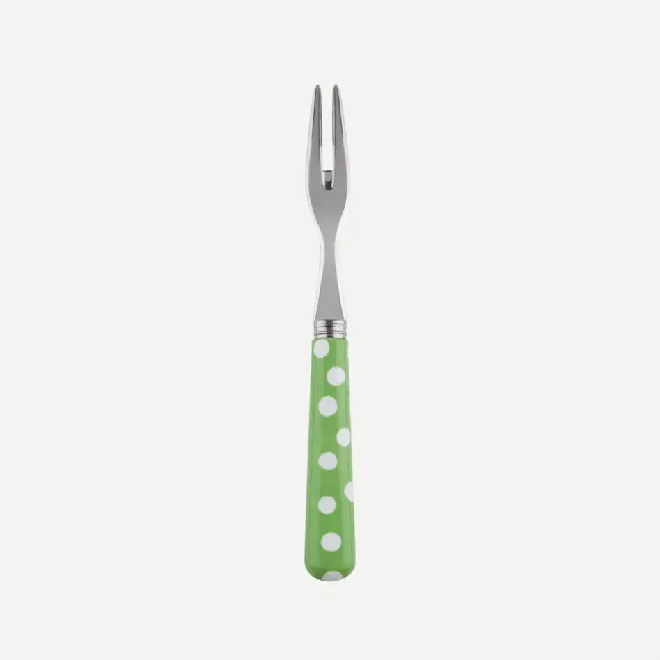 White Dots Garden Green Cocktail Fork 5.75"