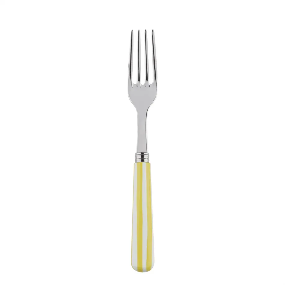 White Stripe Yellow Dinner Fork 8.5"