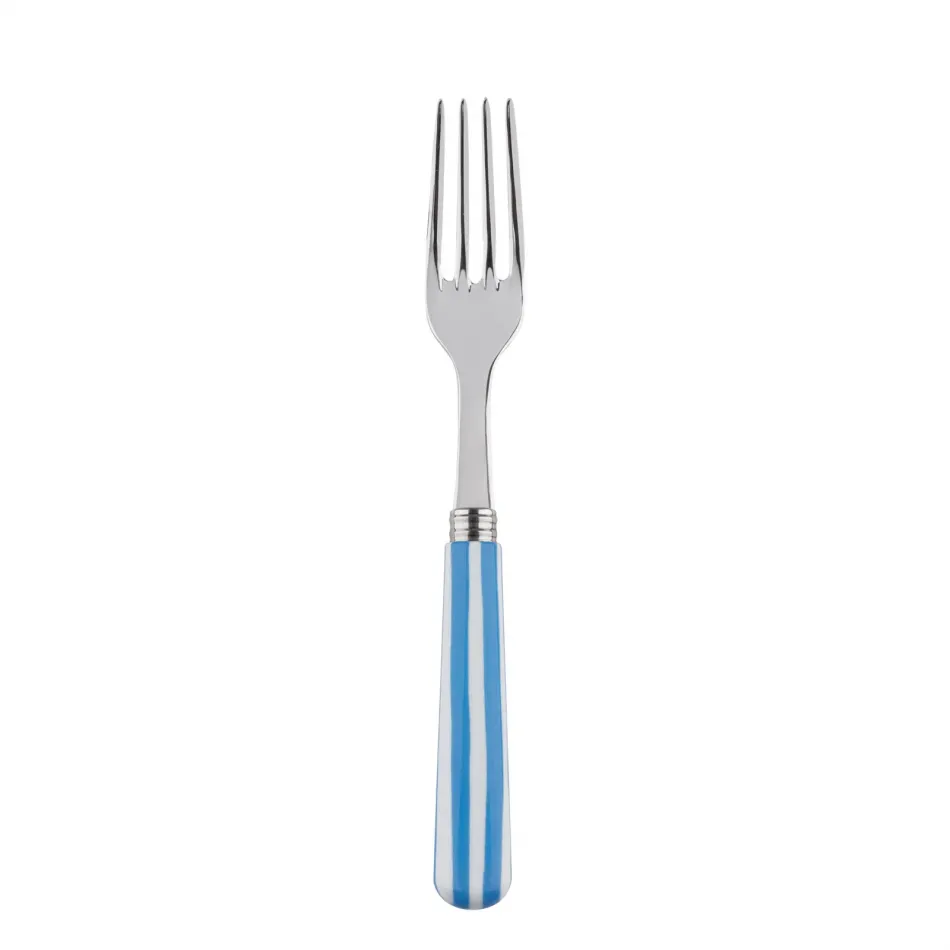 White Stripe Light Blue Dinner Fork 8.5"