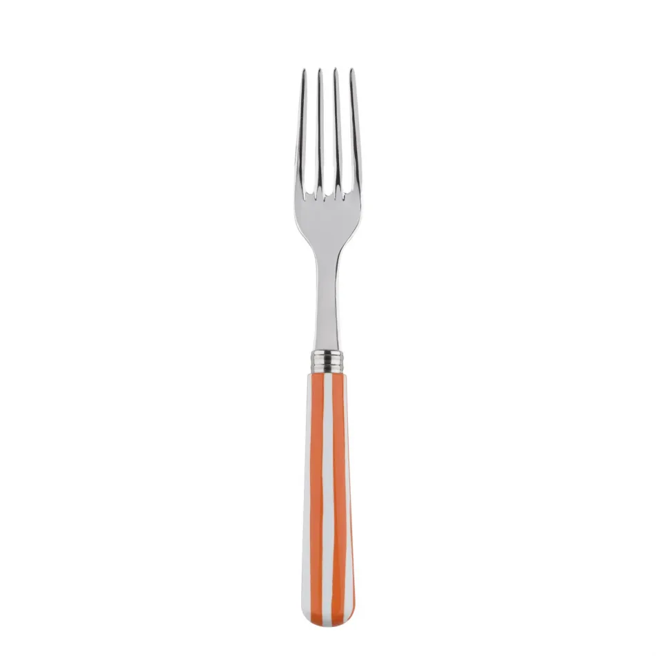 White Stripe Orange Dinner Fork 8.5"