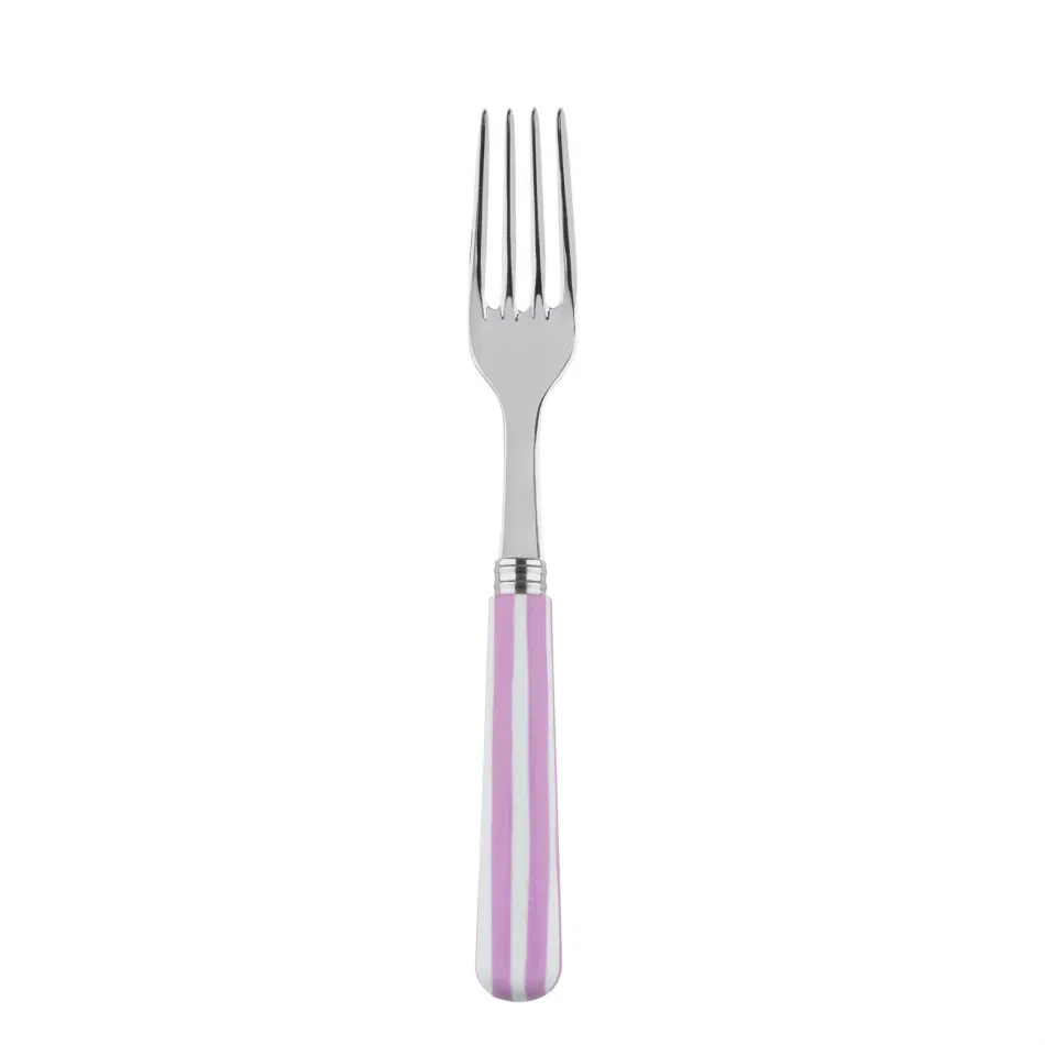 White Stripe Pink Dinner Fork 8.5"