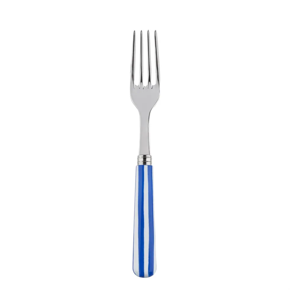 White Stripe Lapis Blue Dinner Fork 8.5"