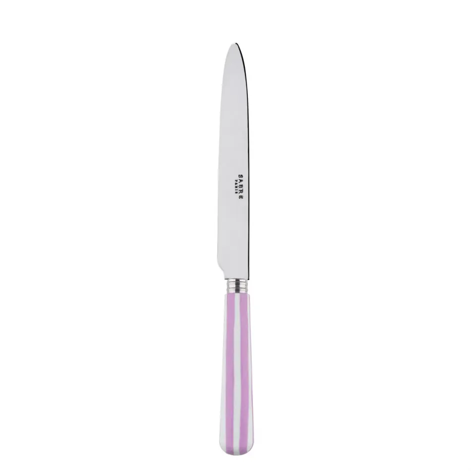 White Stripe Pink Dinner Knife 9.25"