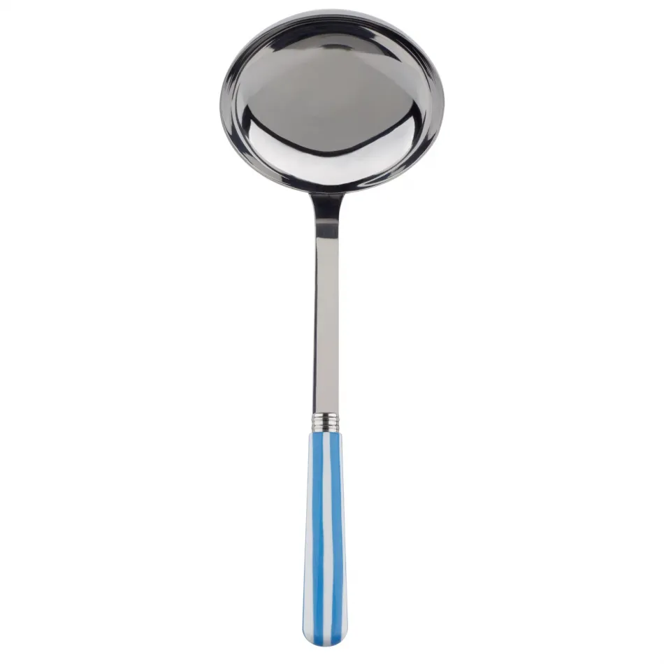 White Stripe Light Blue Ladle 10.5"