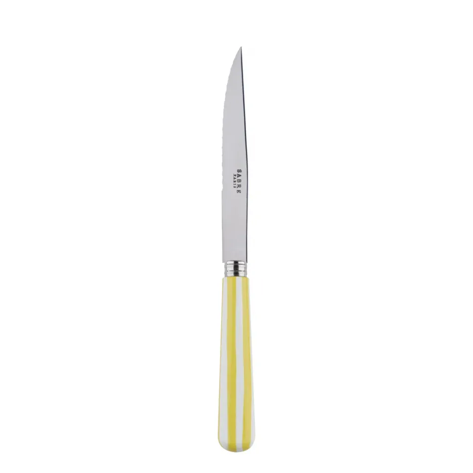 White Stripe Yellow Steak Knife 9"