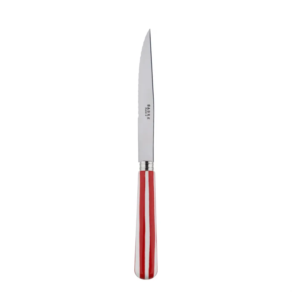 White Stripe Red Steak Knife 9"