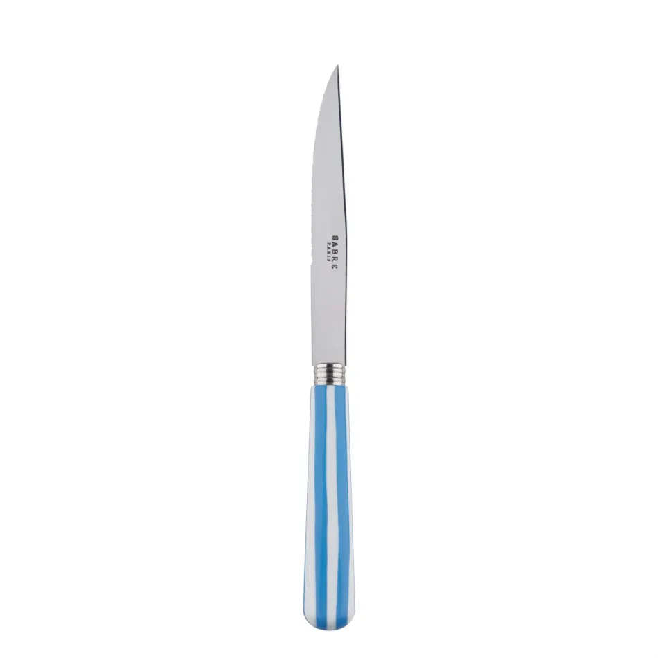 White Stripe Light Blue Steak Knife 9"