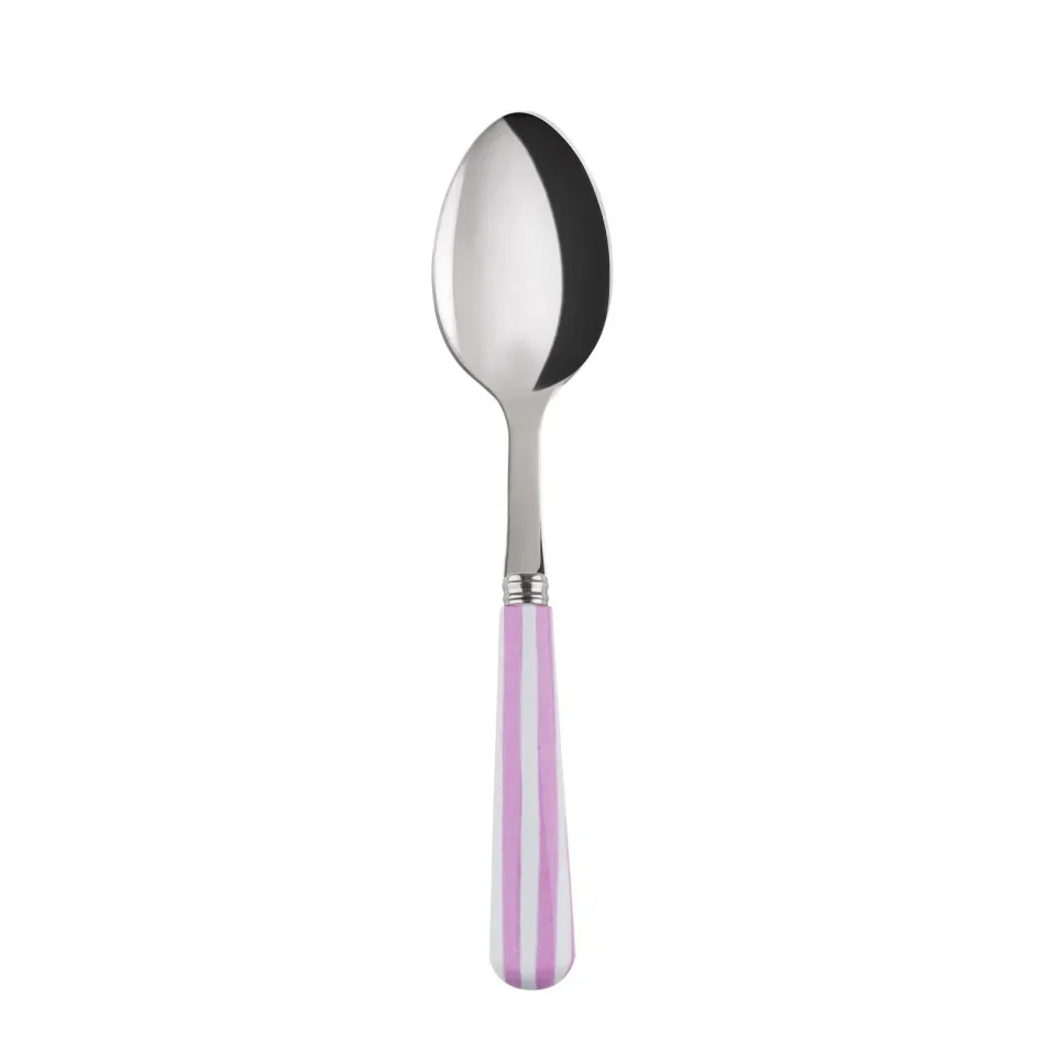 White Stripe Pink Dessert Spoon 7.5"