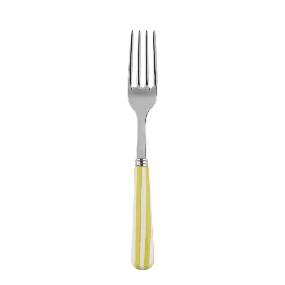 White Stripe Yellow Salad Fork 7.5"