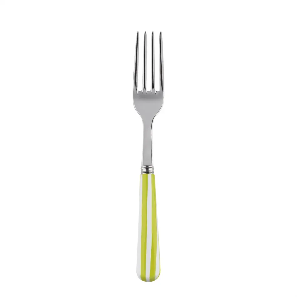 White Stripe Lime Salad Fork 7.5"