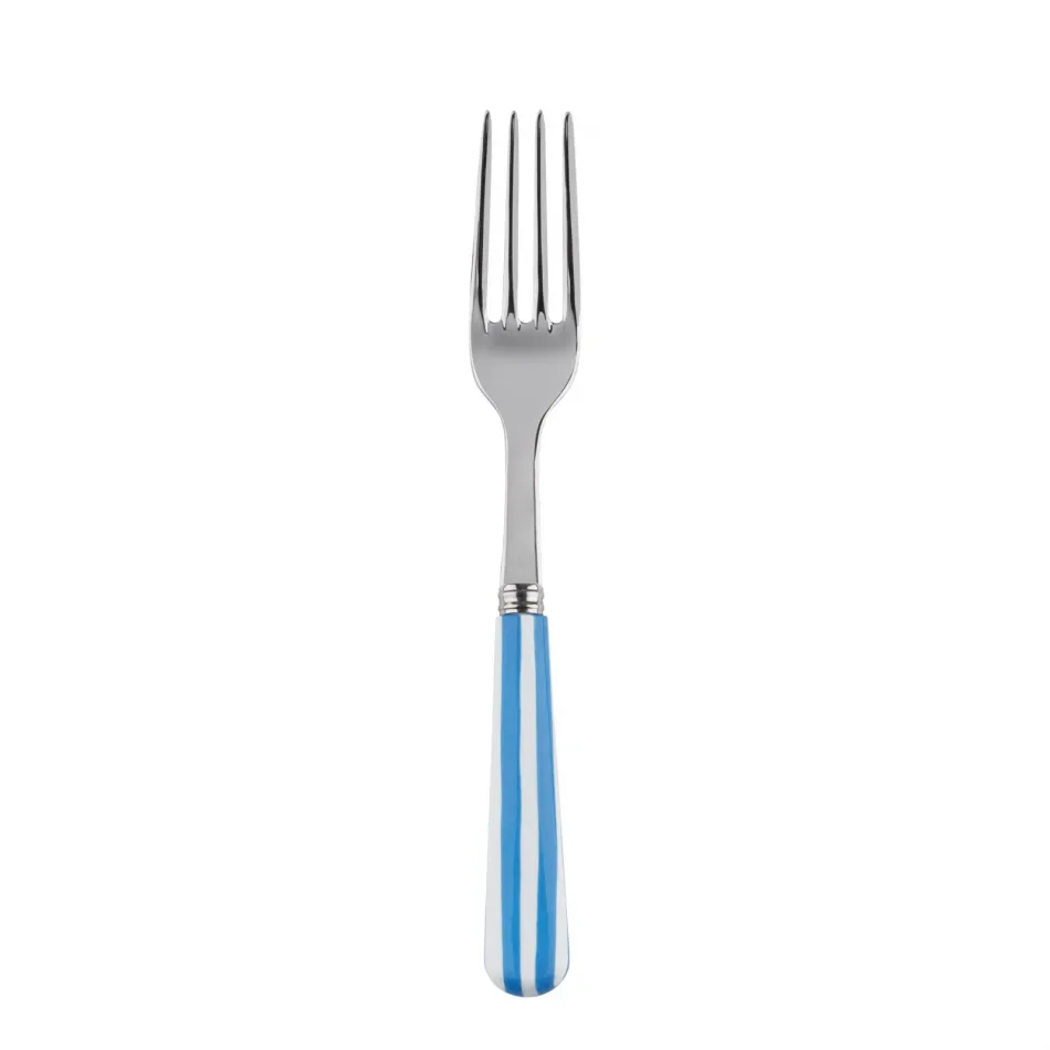 White Stripe Light Blue Salad Fork 7.5"