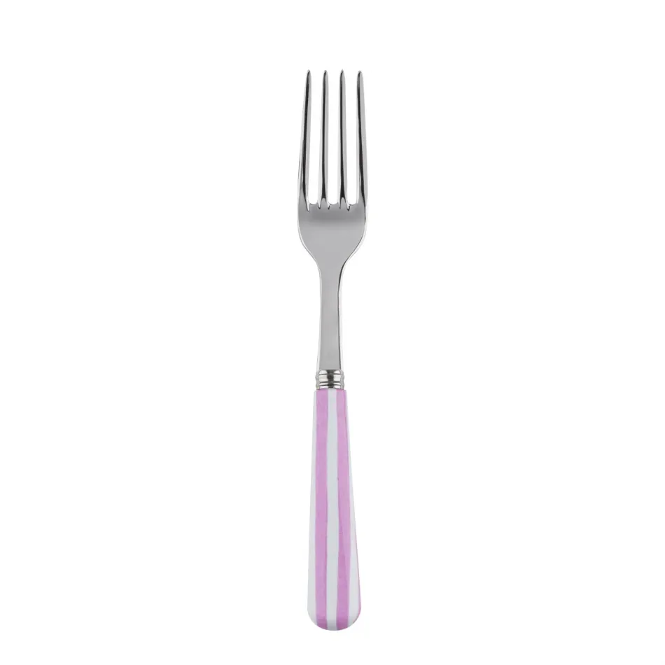 White Stripe Pink Salad Fork 7.5"