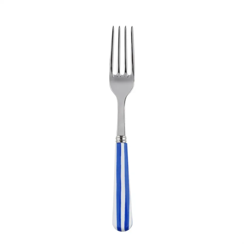 White Stripe Lapis Blue Salad Fork 7.5"