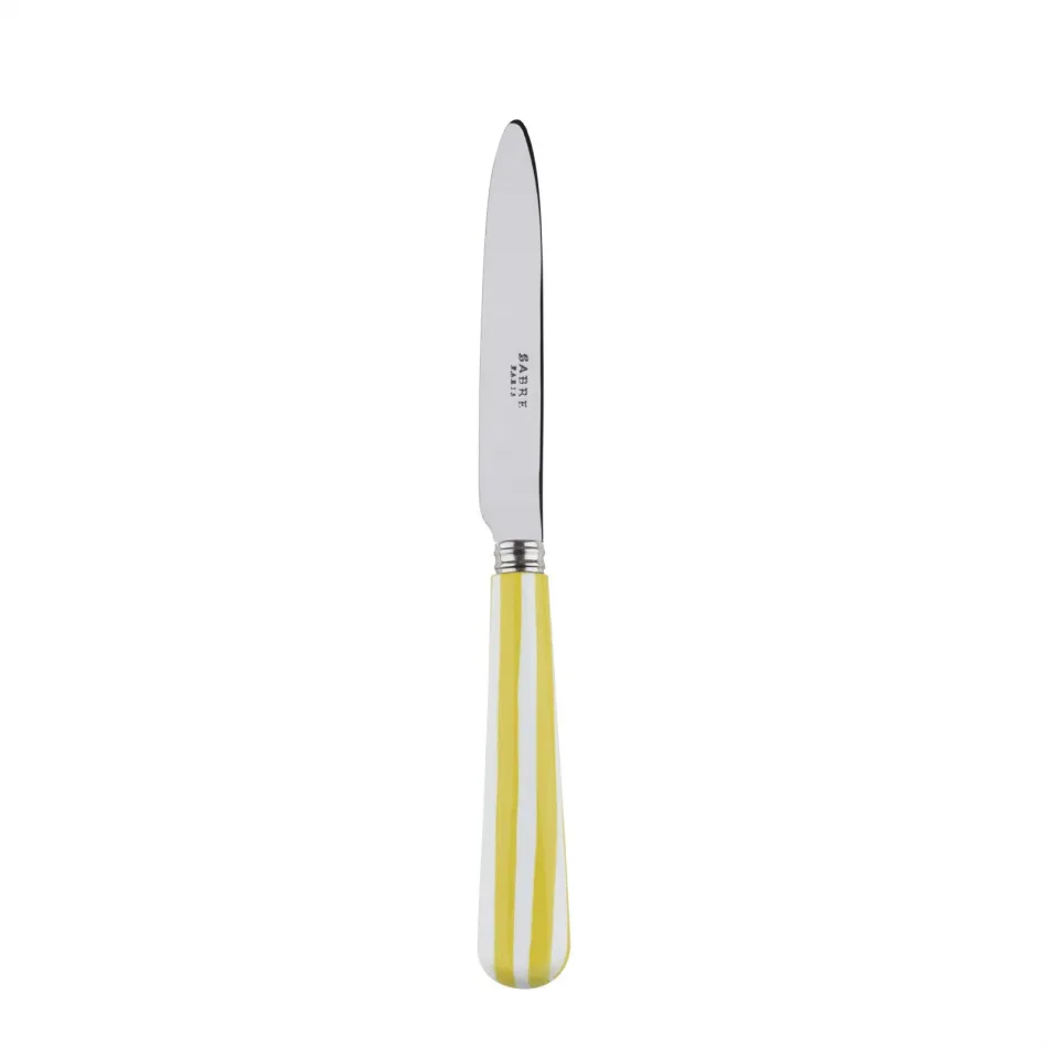 White Stripe Yellow Dessert Knife 8"