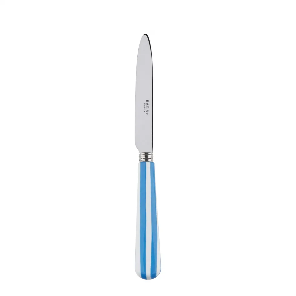 White Stripe Light Blue Dessert Knife 8"