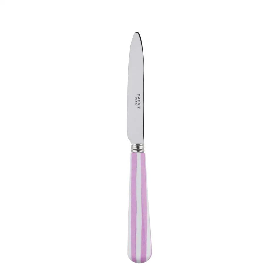 White Stripe Pink Dessert Knife 8"