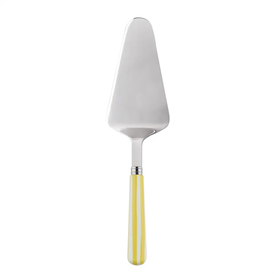 White Stripe Yellow Tart Slicer 10"