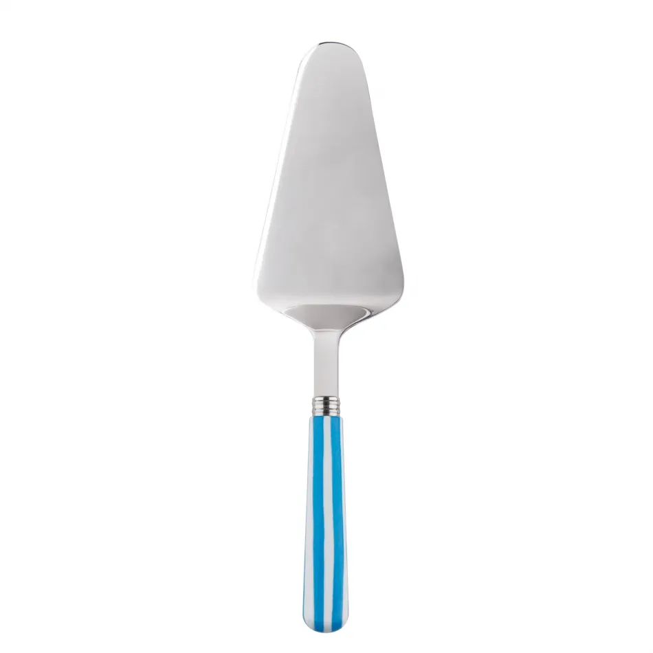 White Stripe Light Blue Tart Slicer 10"