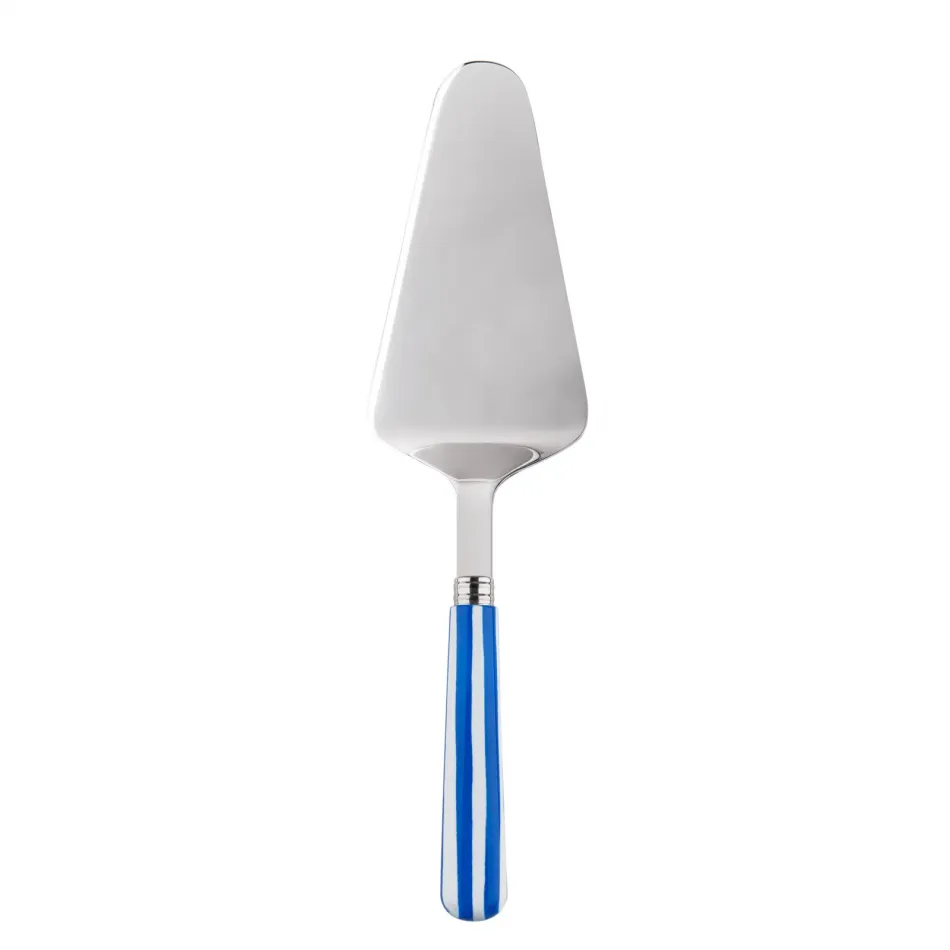 White Stripe Lapis Blue Tart Slicer 10"