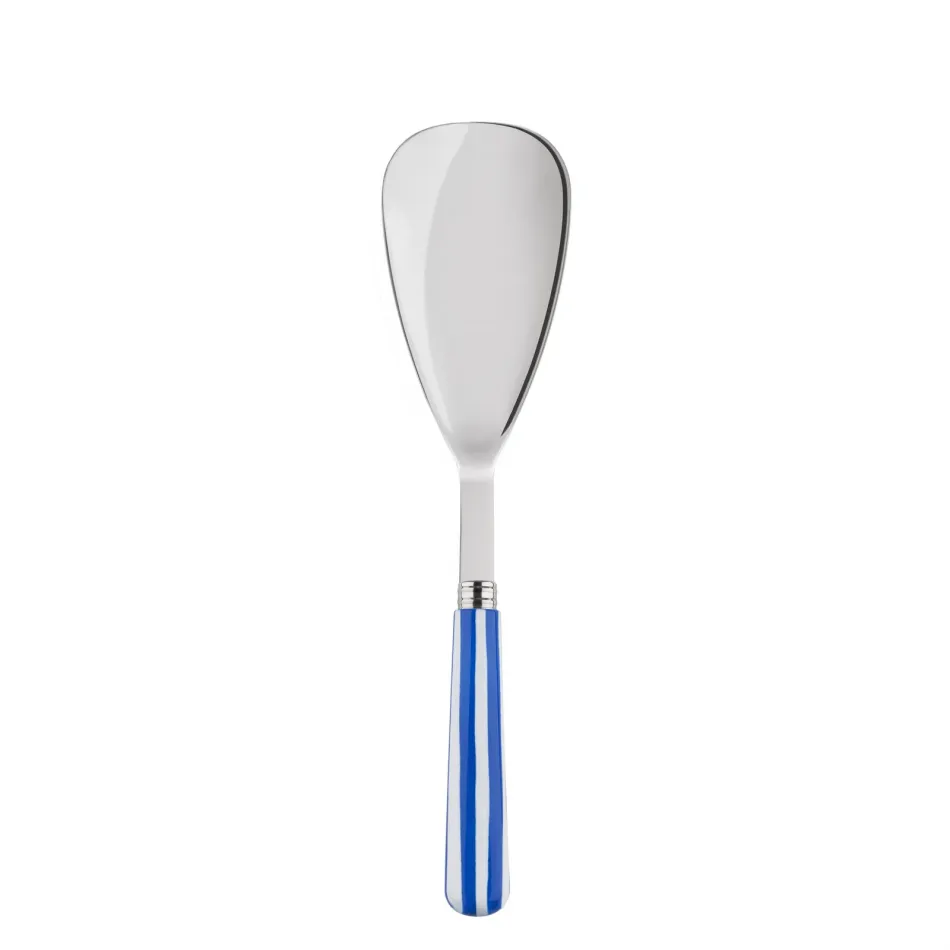 White Stripe Lapis Blue Rice Serving Spoon 10"