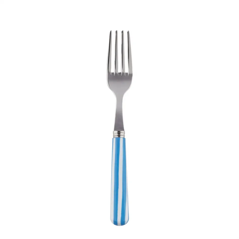 White Stripe Light Blue Cake Fork 6.5"