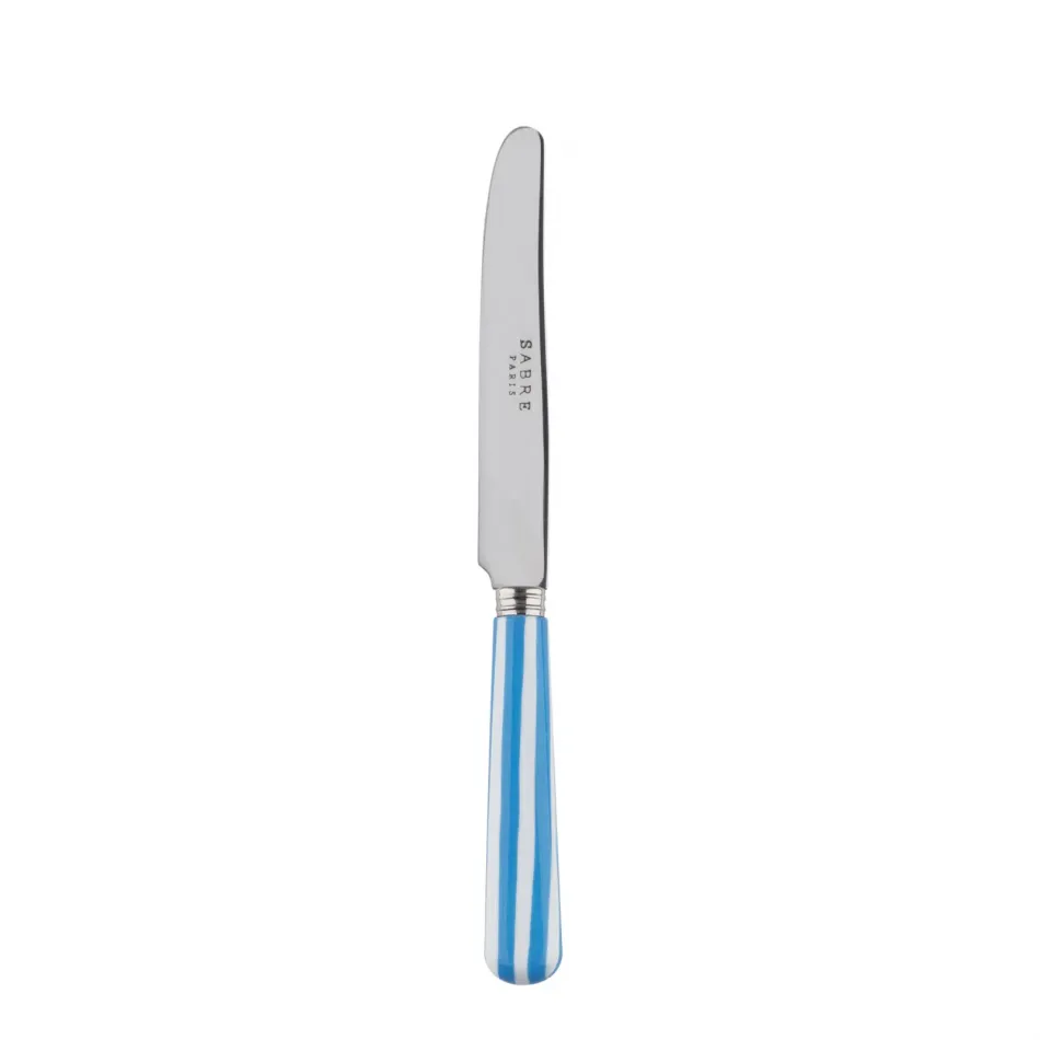 White Stripe Light Blue Breakfast Knife 6.75"