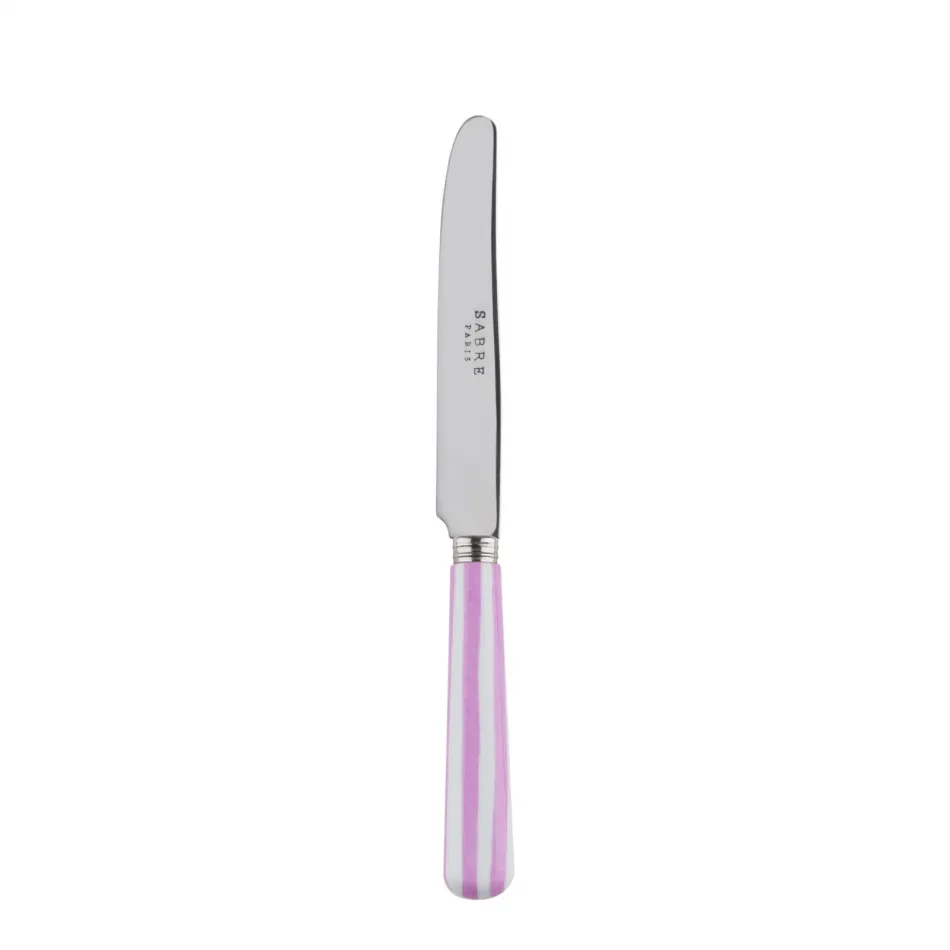 White Stripe Pink Breakfast Knife 6.75"