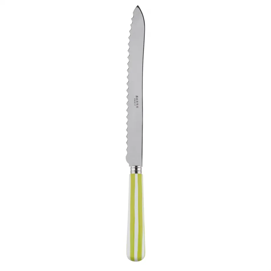 White Stripe Lime Bread Knife 11"