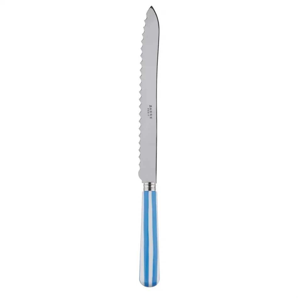 White Stripe Light Blue Bread Knife 11"