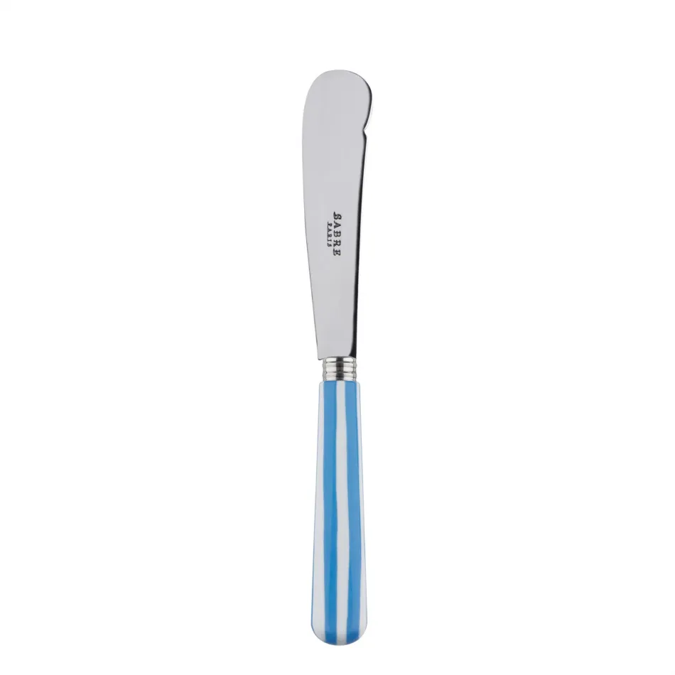 White Stripe Light Blue Butter Knife 7.75"