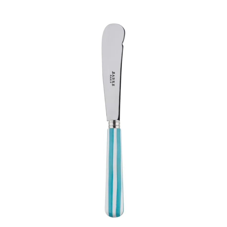 White Stripe Turquoise Butter Knife 7.75"