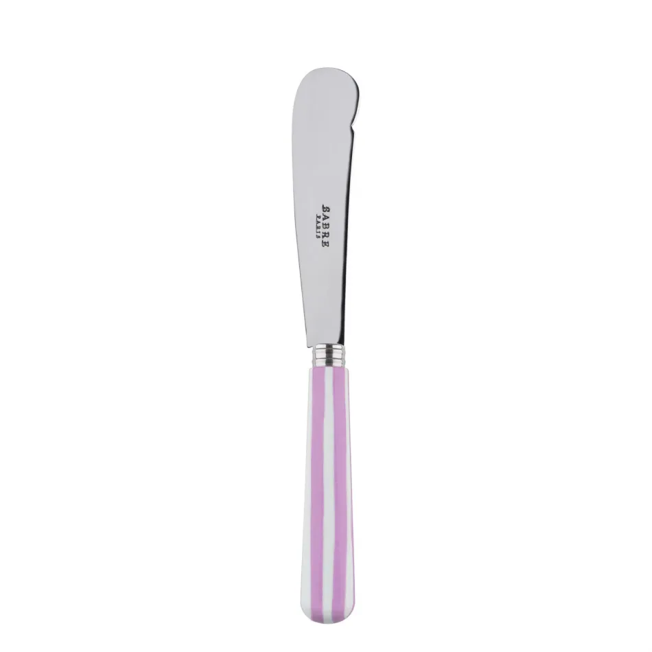 White Stripe Pink Butter Knife 7.75"