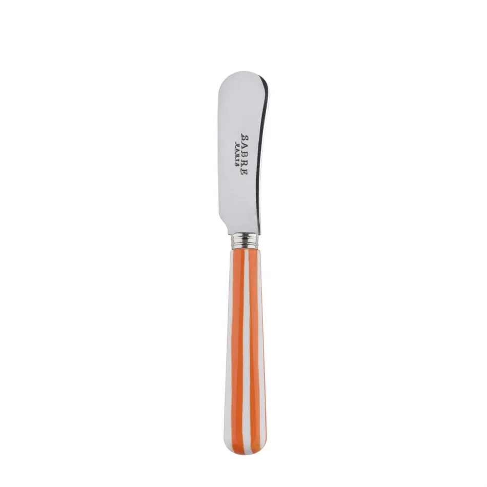 White Stripe Orange Butter Spreader 5.5"