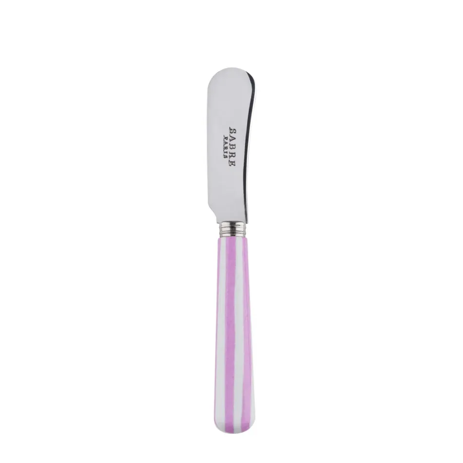 White Stripe Pink Butter Spreader 5.5"