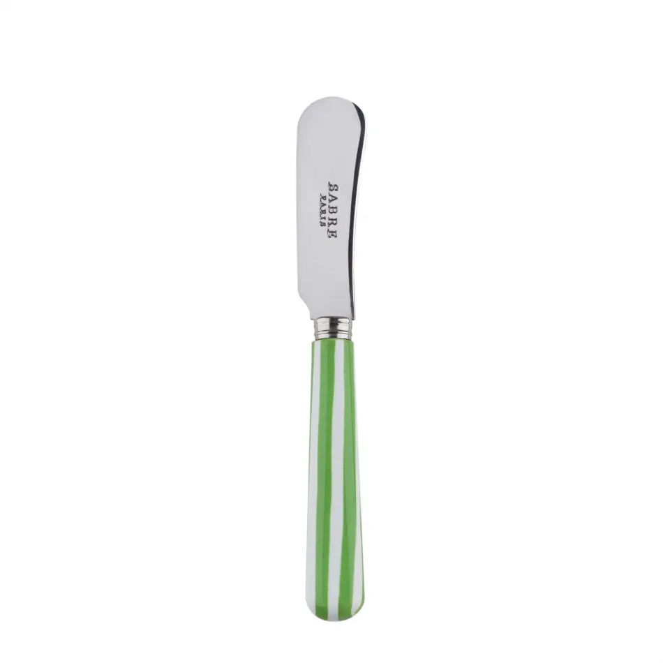 White Stripe Garden Green Butter Spreader 5.5"