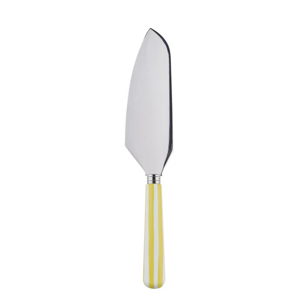 White Stripe Yellow Pie Server 10"