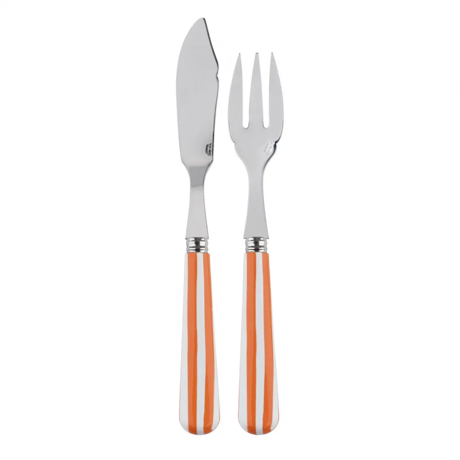 White Stripe Orange Fish Set 8.25" (Knife, Fork)