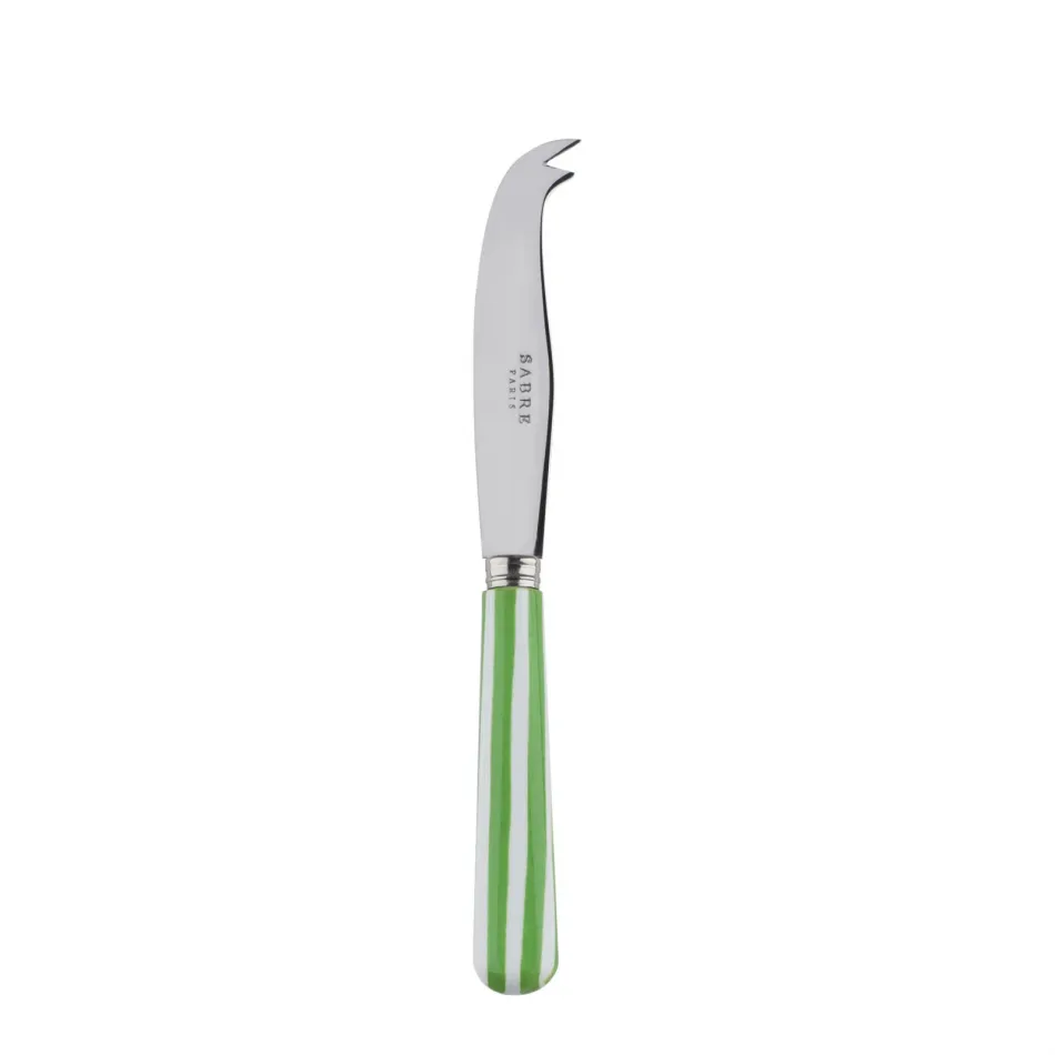 White Stripe Garden Green Small Cheese Knife 6.75"