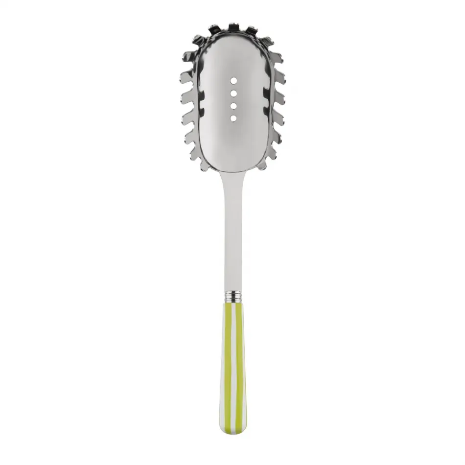 White Stripe Lime Spaghetti Spoon 10.5"