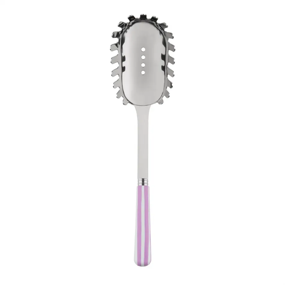 White Stripe Pink Spaghetti Spoon 10.5"