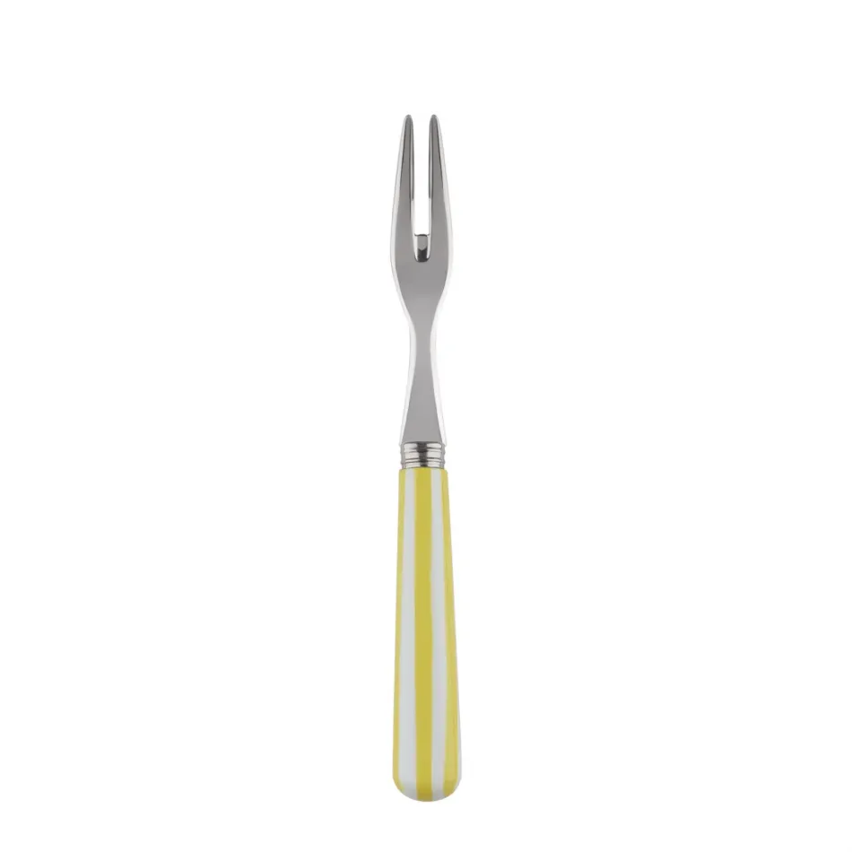 White Stripe Yellow Cocktail Fork 5.75"