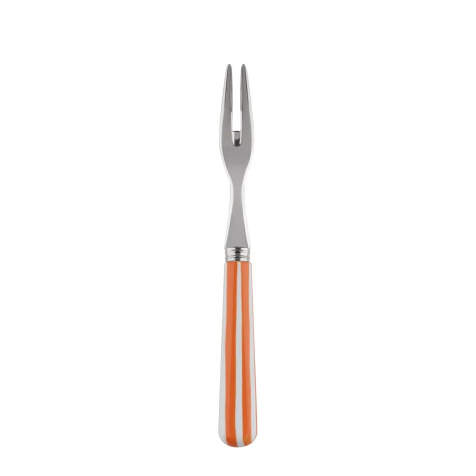 White Stripe Orange Cocktail Fork 5.75"