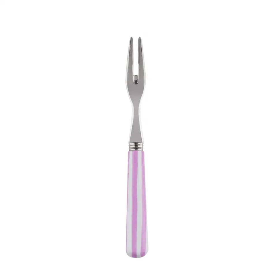 White Stripe Pink Cocktail Fork 5.75"