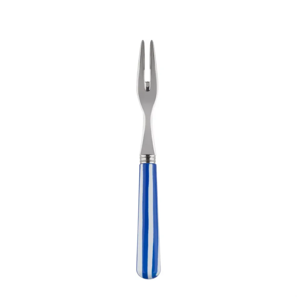 White Stripe Lapis Blue Cocktail Fork 5.75"