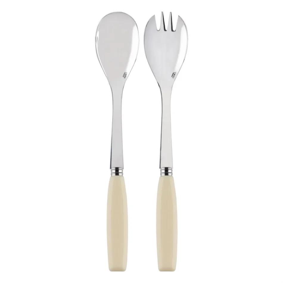 Djembe Ivory 2-Pc Salad Serving Set 10.25" (Fork, Spoon)