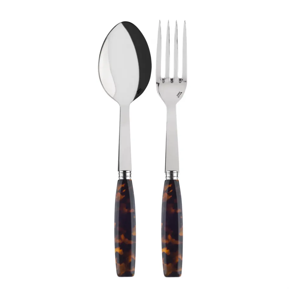 Djembe Faux Tortoise 2-Pc Serving Set 10.25" (Fork, Spoon)