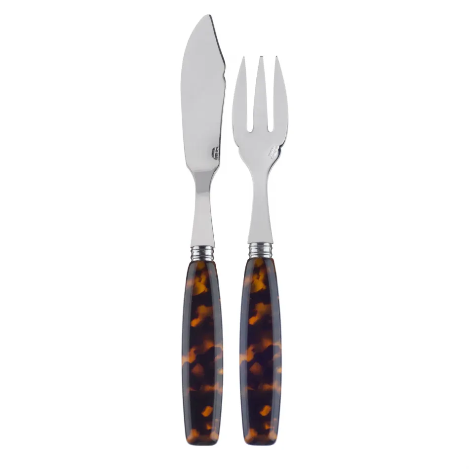 Djembe Fish Set 8.25" (Knife, Fork) Faux Tortoise