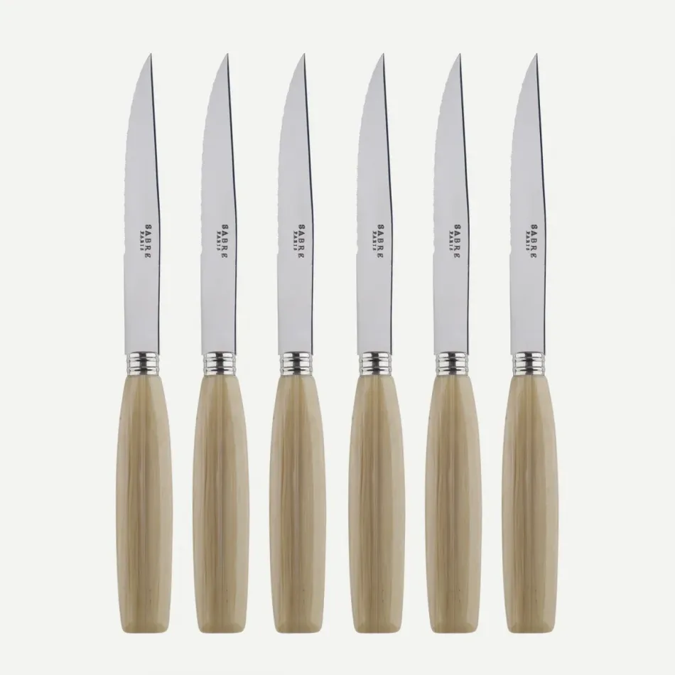 Djembe Faux Horn Set Of 6 Steak Knives